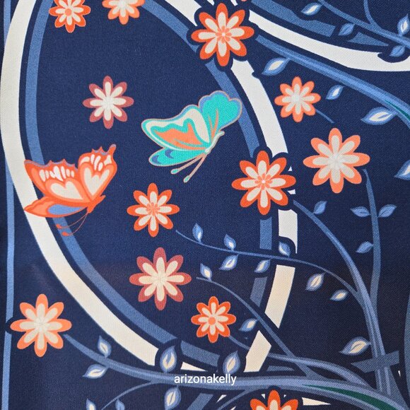 NWOT Peter Millar Silk Square Scarf *Four Seasons* Bird Butterfly Octopus - Picture 13 of 15